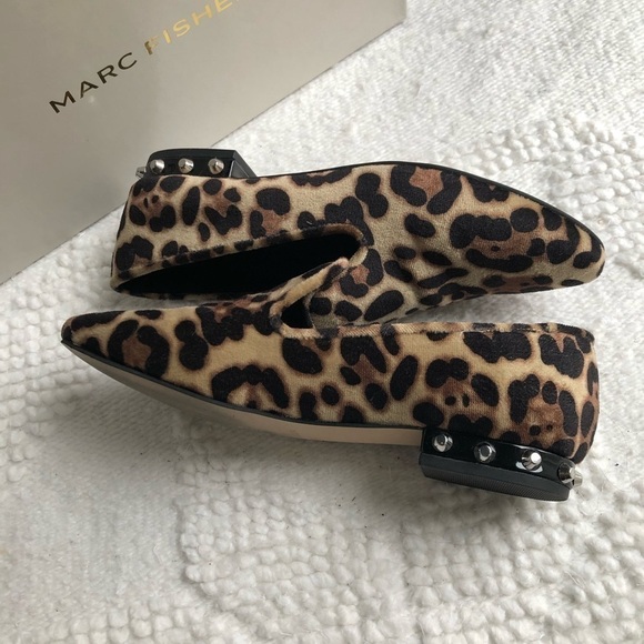 Marc Fisher Abree3 Studded Smoking Flats, Leopard - Picture 3 of 8